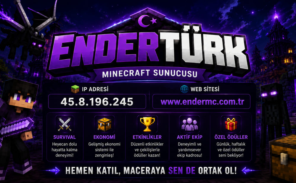 Ender Türk Minecrraft Sunucusuna Hoşgeldin